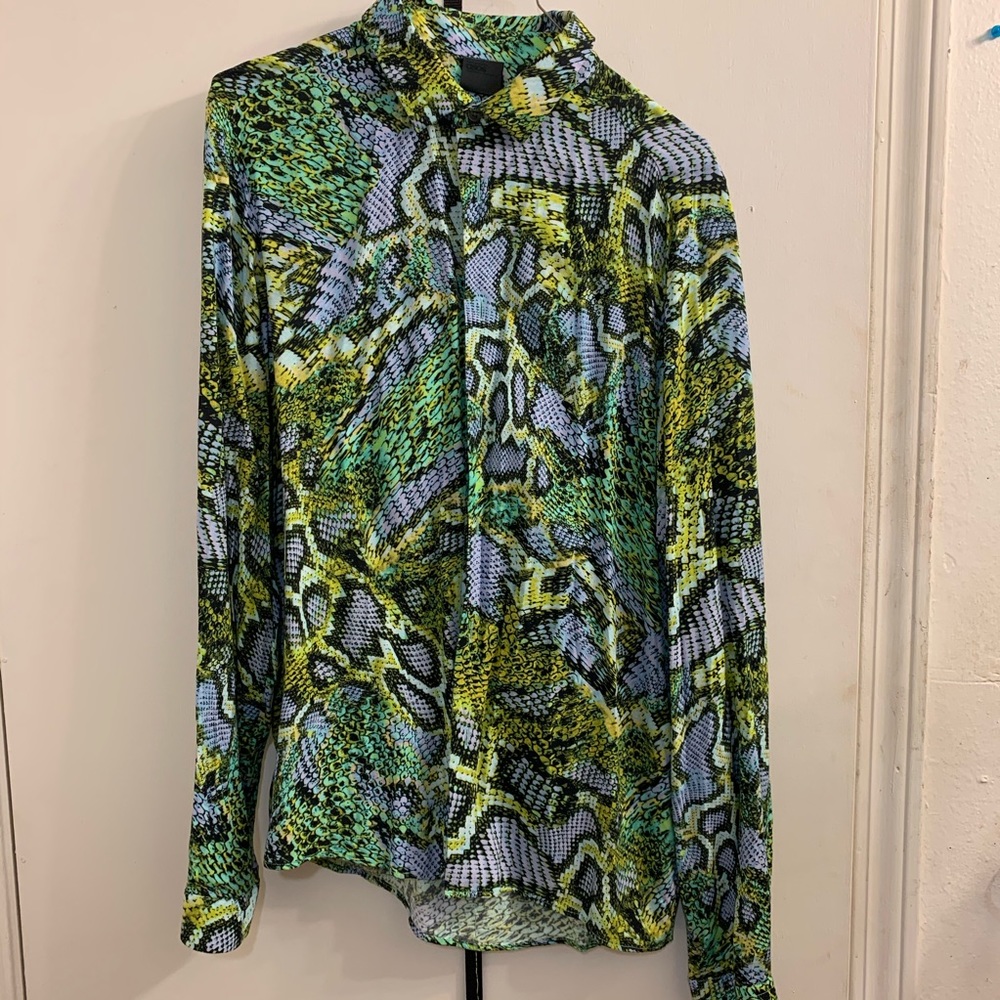 Asos lizard animal print multi green shirt button